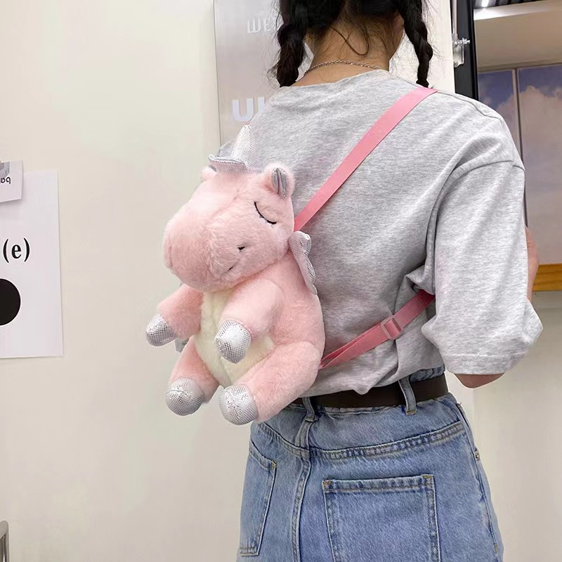 （COD)Tas Ransel Fashion Motif Kartun Karakter Hewan Warna Pink  Unicorn Anak &amp; Dewasa