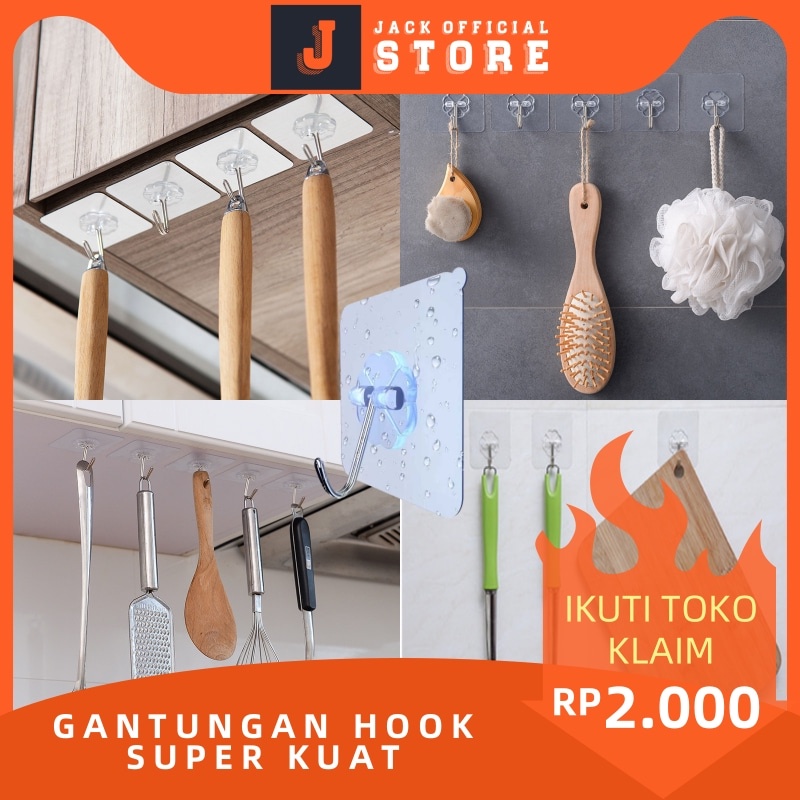 JACKSHOP Gantungan Hook Serbaguna Gantungan Baju Gantungan Superkuat Gantungan Dinding