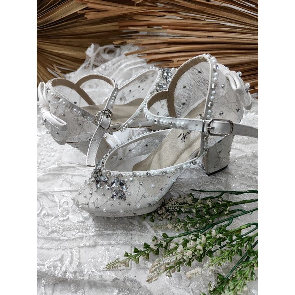 sepatu wedding andinda pesta putih tali 9cm tahu