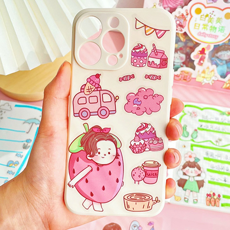 100 Lembar Stiker Motif Kartun Perempuan Untuk Dekorasi DIY