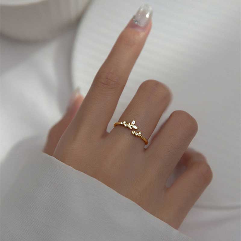 Butterfly Cincin Kristal Zircon Bentuk Kupu-Kupu Bahan S925 Silver Gold Untuk Wanita