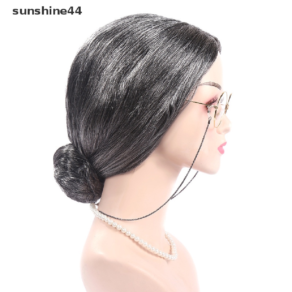 Wig Rambut Sintetis Model Pendek Keriting Gelombang Warna Abu-Abu Silver Untuk Pertunjukan Panggung