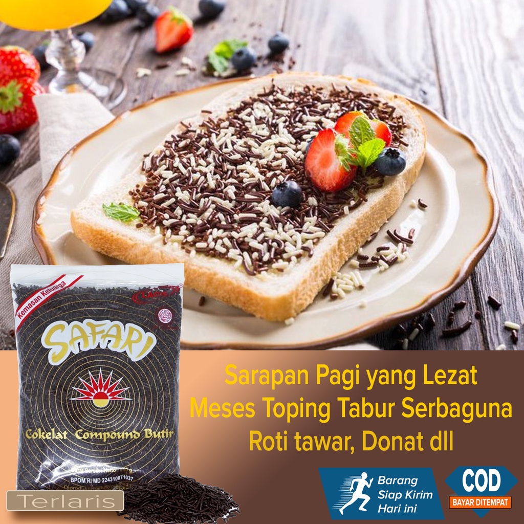 

Meses Toping Tabur serbaguna Roti tawar Donat dan Aneka Kue lainnya ~ Safari meses coklat butir 250g Jaminan Produk ORIGINAL 100%