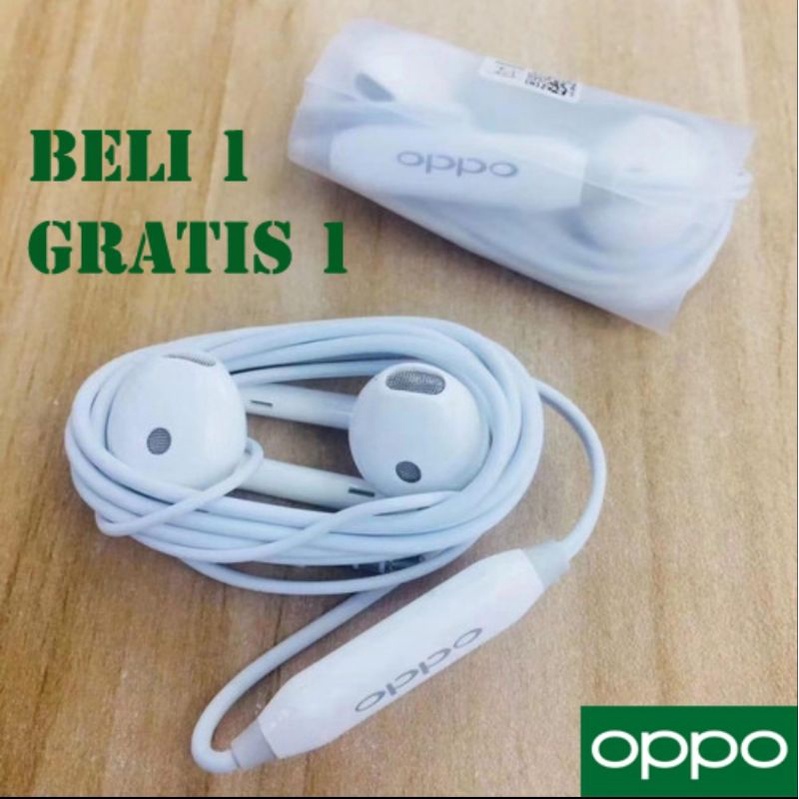 HANDSFREE OPPO HEADSET OPPO BELI 1 GRATIS 1 ORIGINAL COPOTAN GARANSI