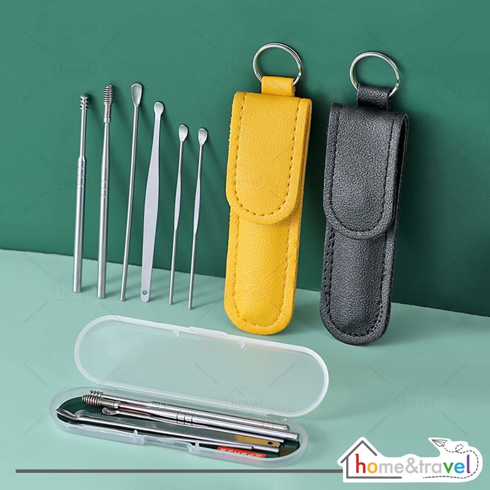 HOVELSHOP Alat Pembersih Telinga Korek Kuping Set Isi 6 Pcs Ear Wax Picker Free Pouch