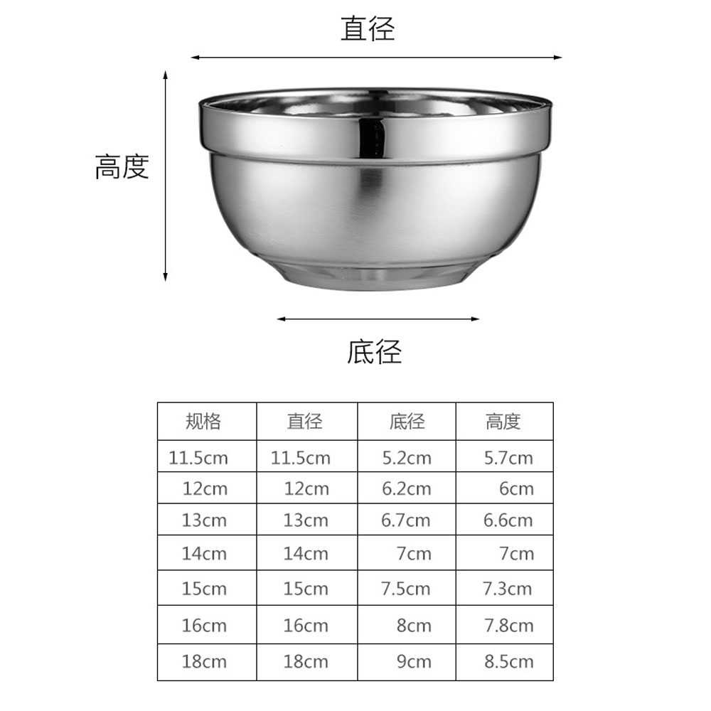 KR Mangkok Stainless Tebal Korea Anti Panas Mangkuk Double Insulation