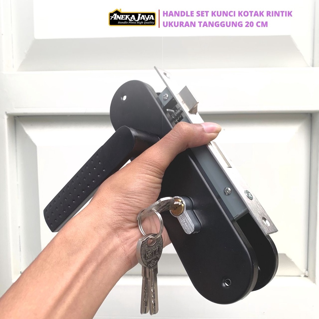 Handle Kunci pintu rumah Set Tanggung 20 cm BLACK Hitam Minimalis