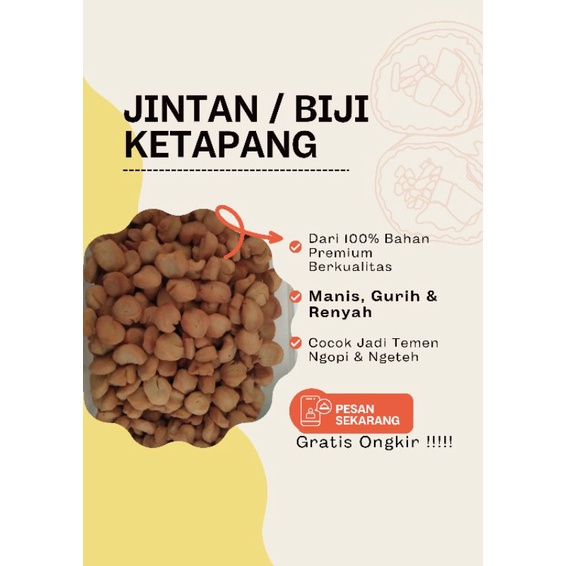 

Camilan Kue Kering Jintan Biji Ketapang (Enak, Manis, Gurih, Nagih) 150gram