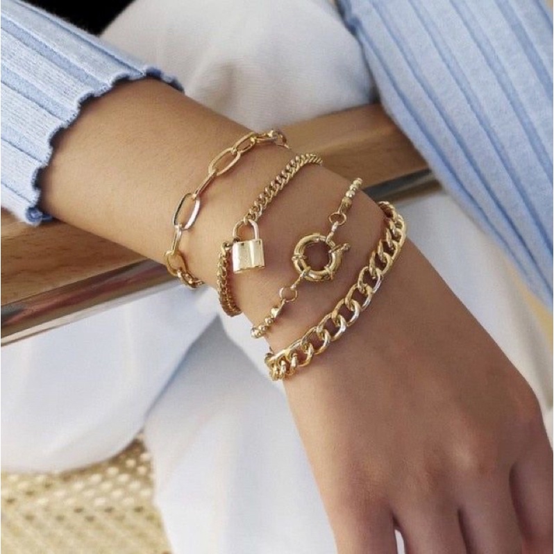 Ark.co - CARARA set stack chain bracelet gelang tangan rantai