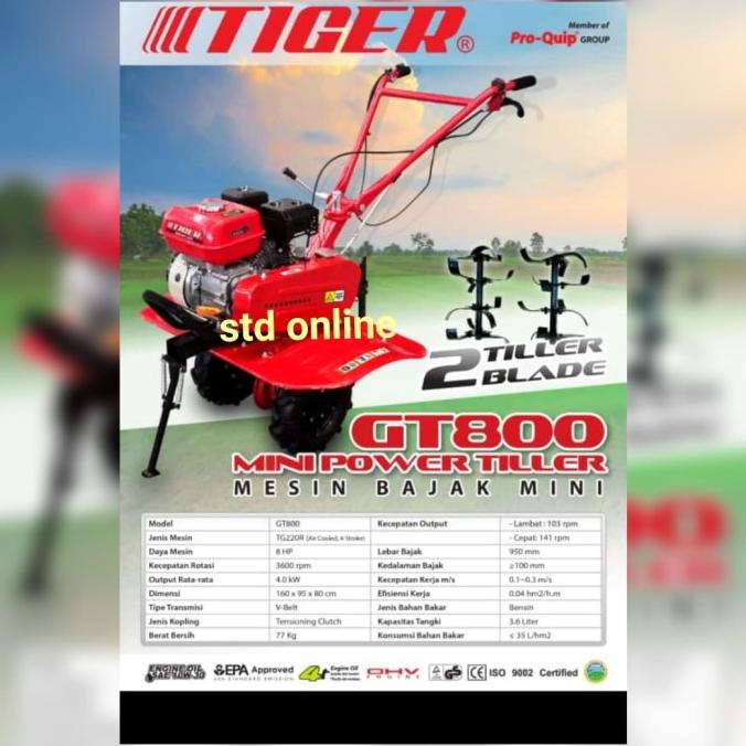 Mesin Bajak Mini Gt800 Mini Tiller Cultivator Bajak Kebun Sawah