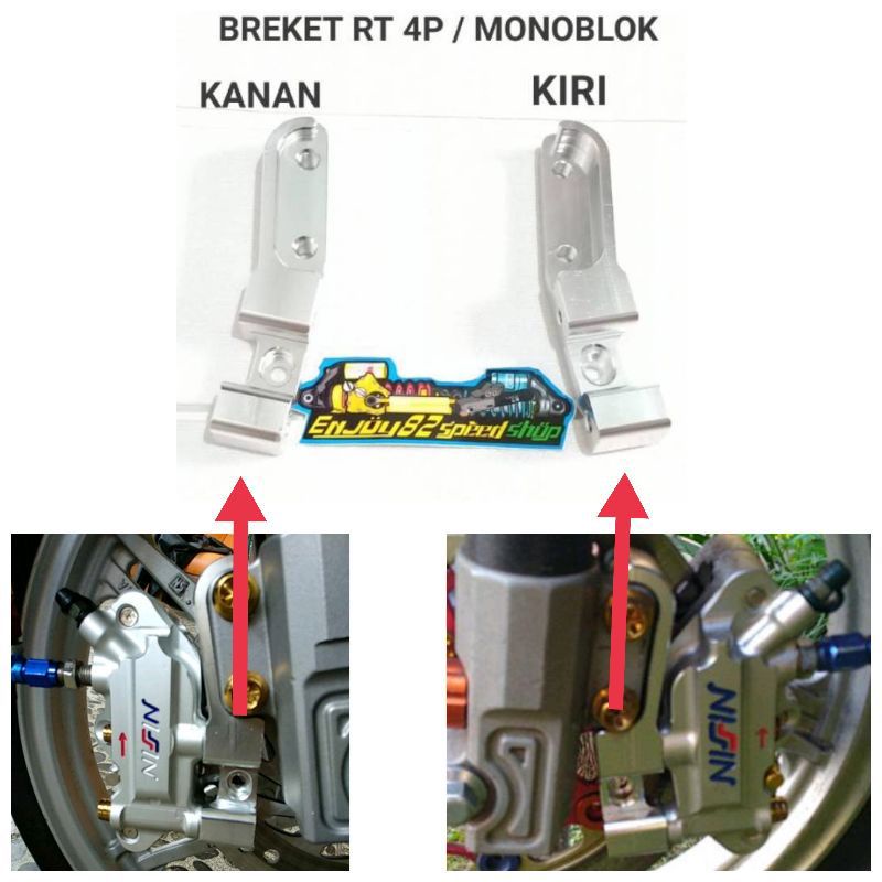 BREKET KALIPER MONOBLOK 4 PISTON BUAT BOTTOM SHOCK MODEL RT STAGE BREKET 4 PISTON KANAN DAN KIRI BOTTOM RT STAGE