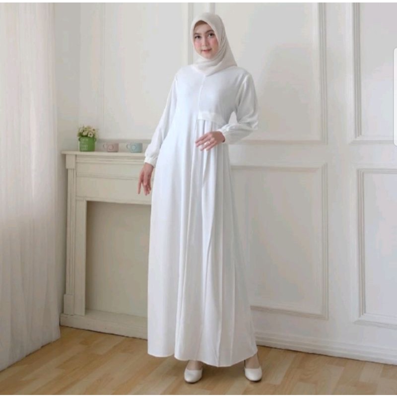 Larisa maxy dress wanita putih polos/gamis putih wanita /gamis putih terbaru