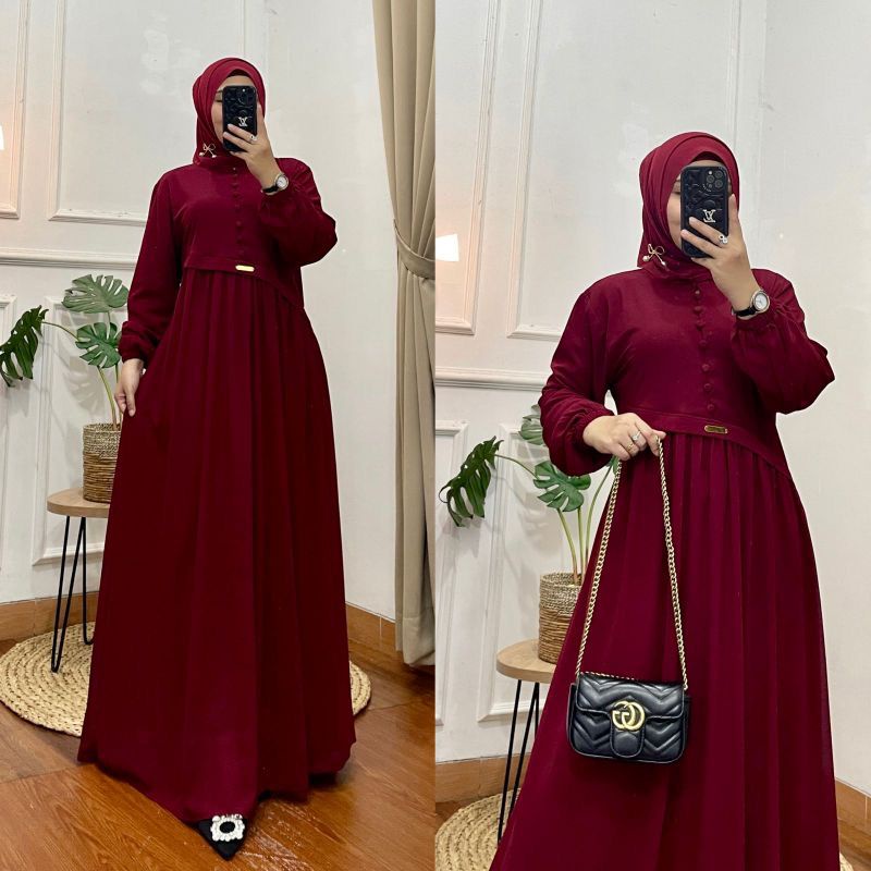 Azalea Maxy Gamis ceruty full furing ld 110 Dress Kondangan