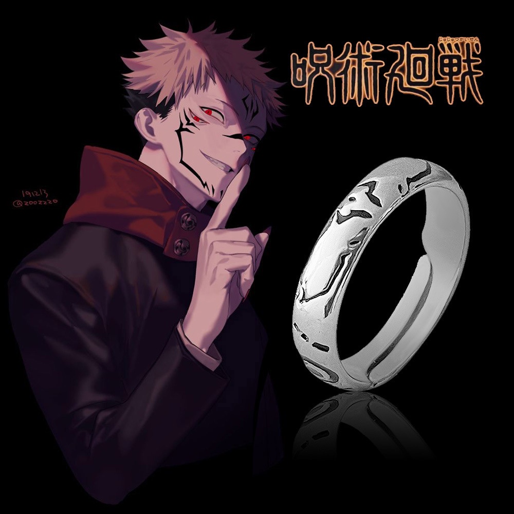 Cincin Model Terbuka Dapat Disesuaikan Desain Anime King of Curse Untuk Pria Dan Wanita