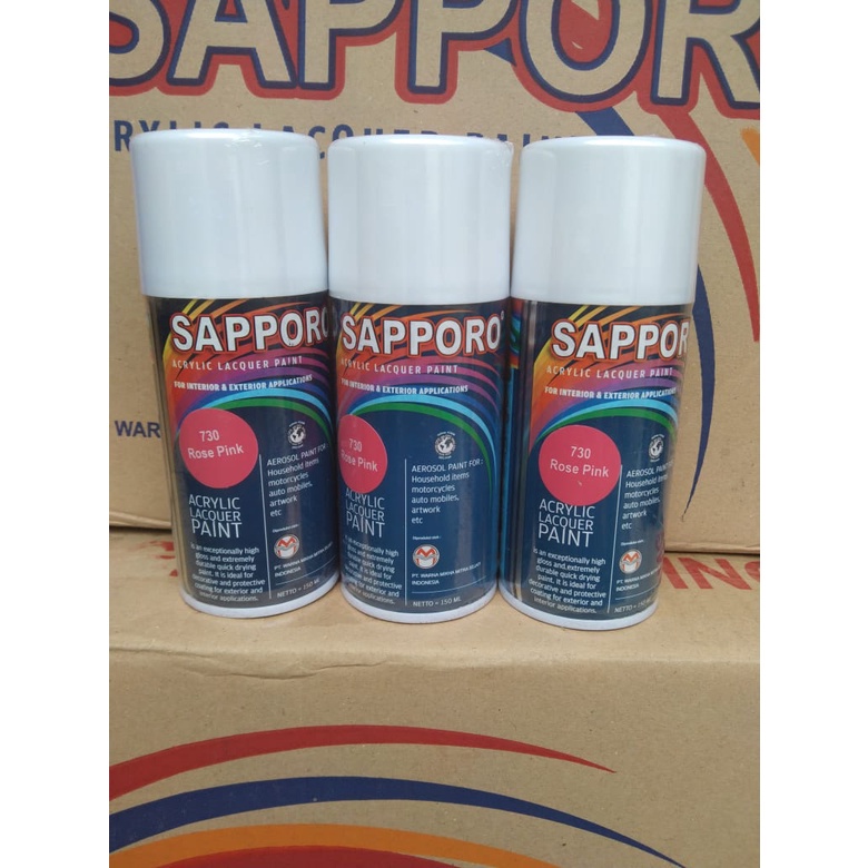 saporo acrylic lacquer paint pilok pilox cat spray sapporo 150ml saporo 730 Rose pink 150ml merah muda