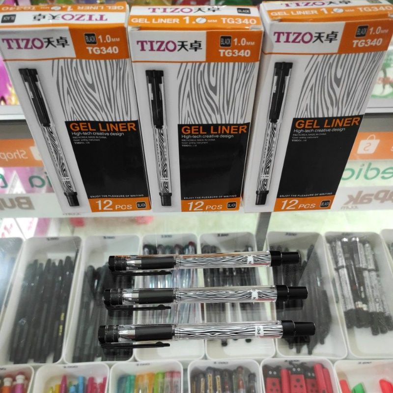 

Bolpen GEL LINER TIZO TG340 warna HITAM isi 12pcs