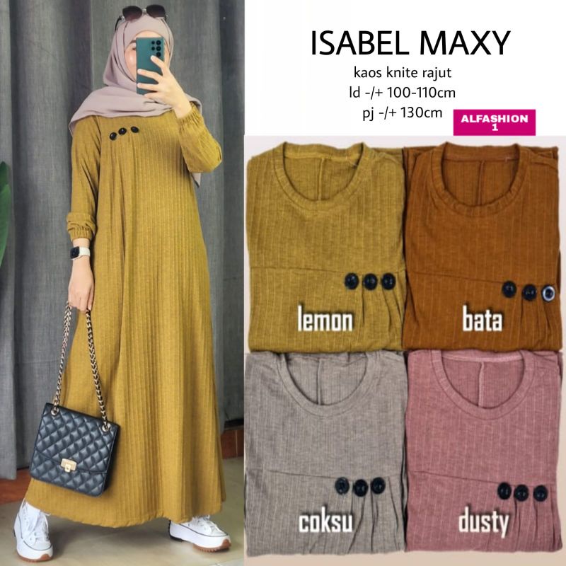 Isabel Maxy #Gamis kaos knit rajut