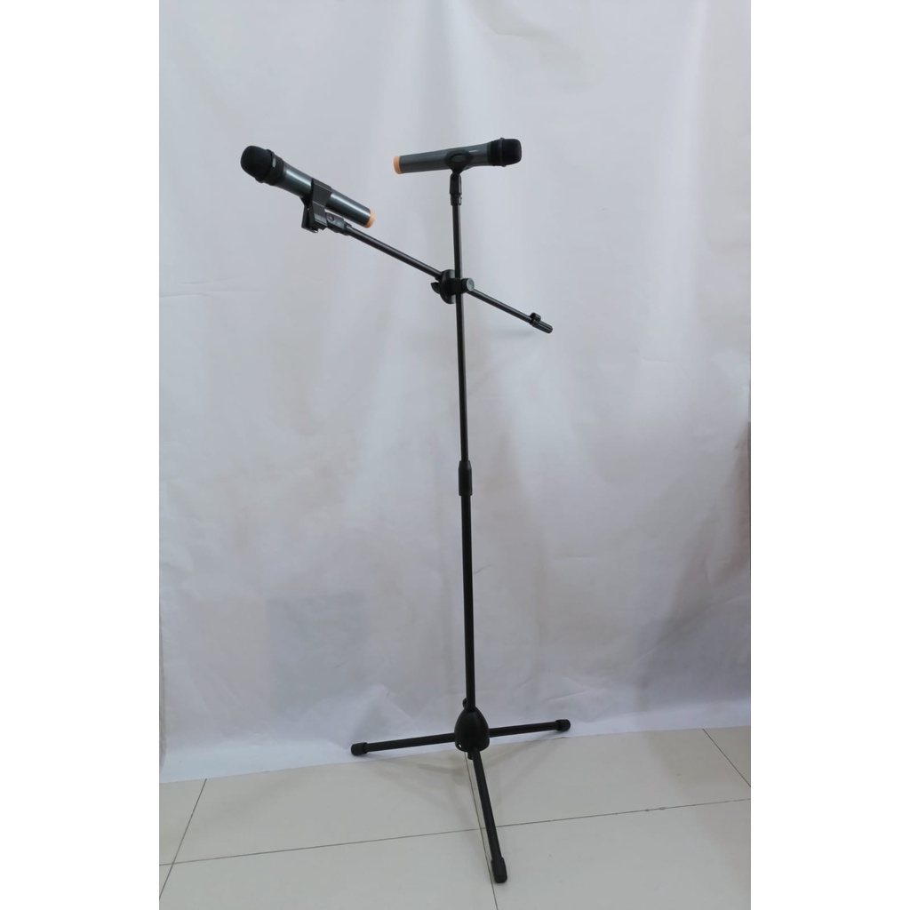 Stand Microphone Standing Holder Hp Universal Tripod Microphone 2 Mic