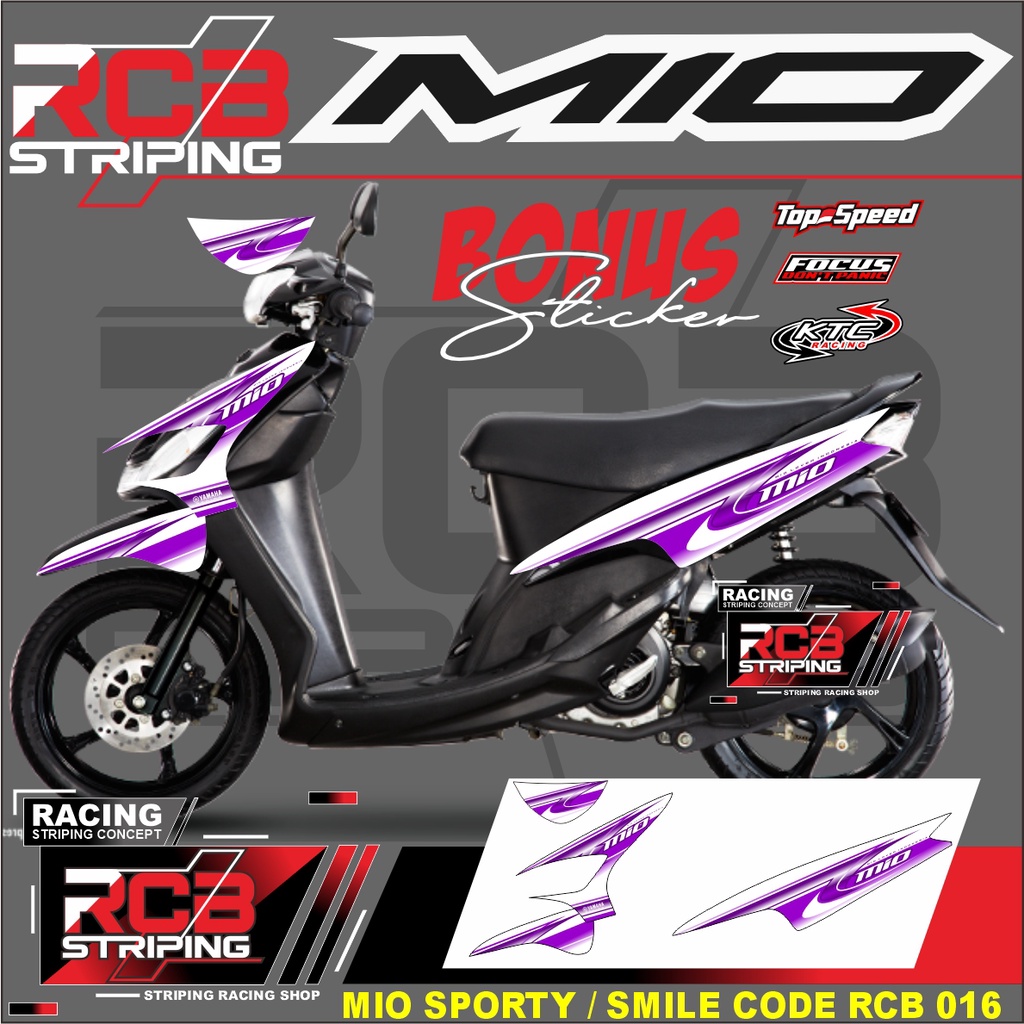 Stiker Striping Mio 110 Smile/Sporty 2008 - 2013 setiker decal mio karbu Variasi Mio Smile . RCB 016
