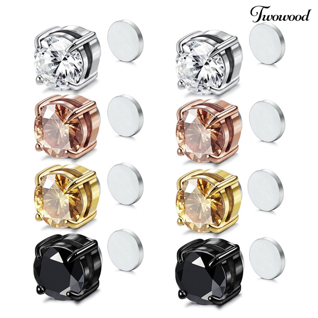 1pc Anting Klip Tanpa Tindik Bentuk Geometris Bahan Cubic Zirconia Untuk Pria Dan Wanita