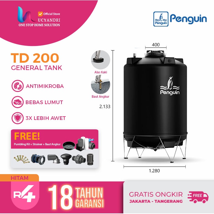 Harga Tangki Air, Toren Air, Tandon Air Penguin TD 200 PREMIUM