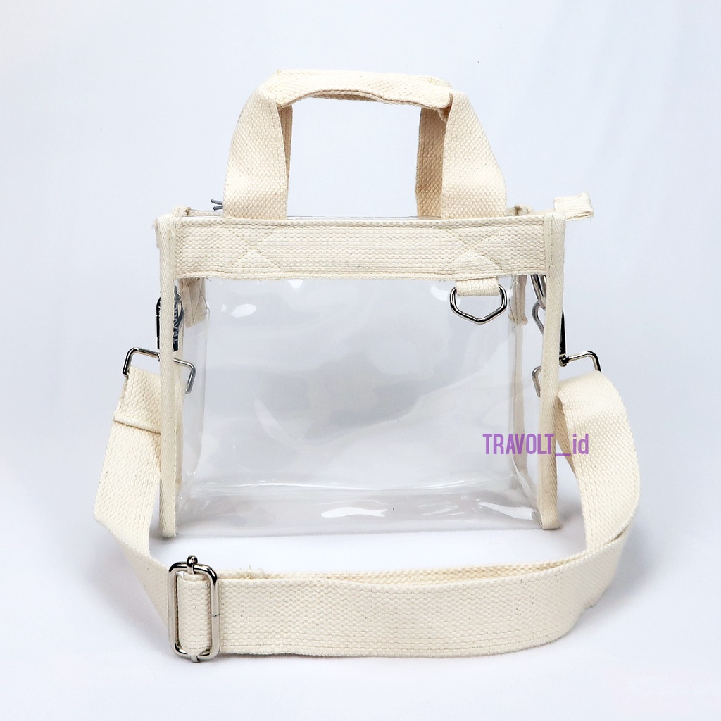 Tas Selempang Transparan Resleting - Travolt - Sling bag pouch - Tas PVC Mika tebal - Tas Konser KPOP - Hand bag Tas Selempang - Gyeong