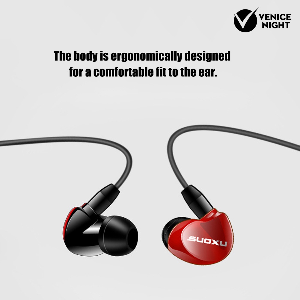 (VNEP) (Berkabel) SX538 Universal Heavy Bass HiFi In-Ear Earphone Olahraga Headset dengan Mic