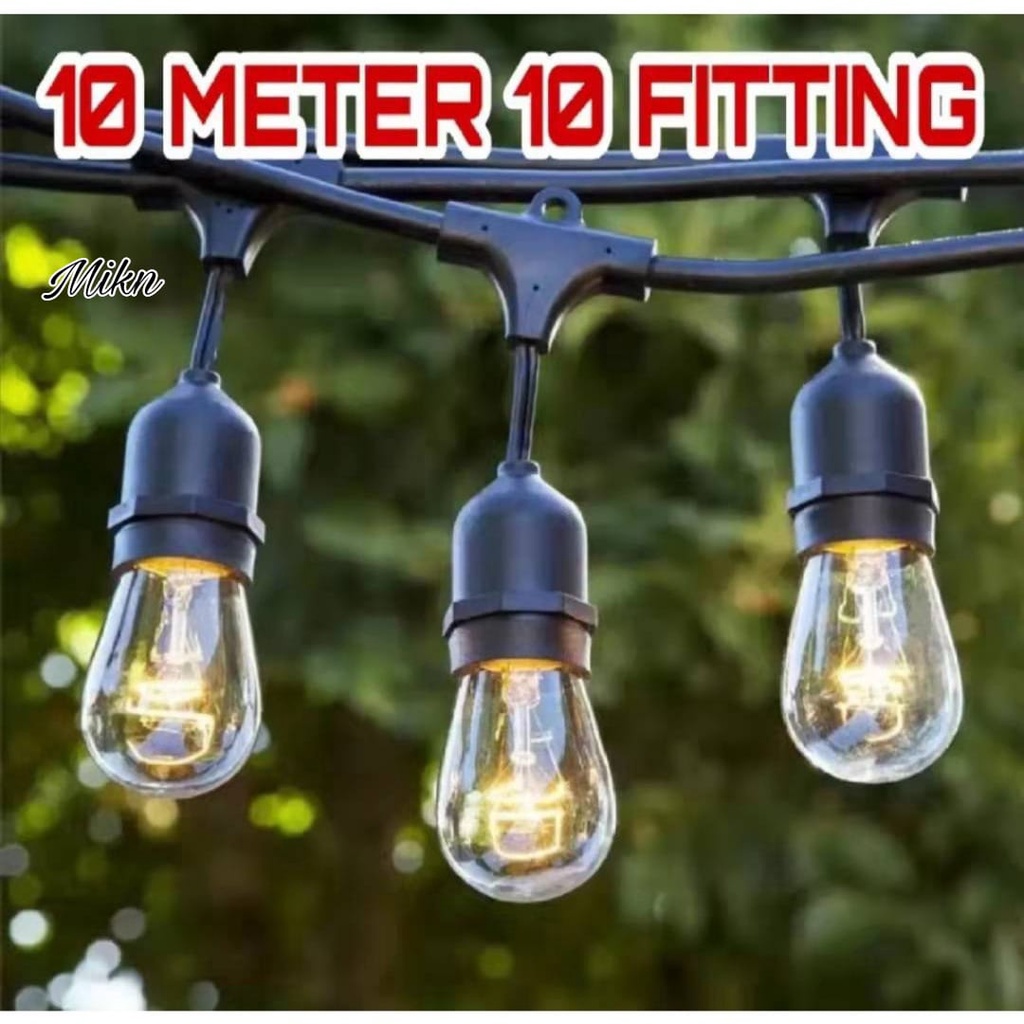 Kabel Fitting Lampu Cafe Gantung Dekorasi f Outdoor 10Meter 20Fitting