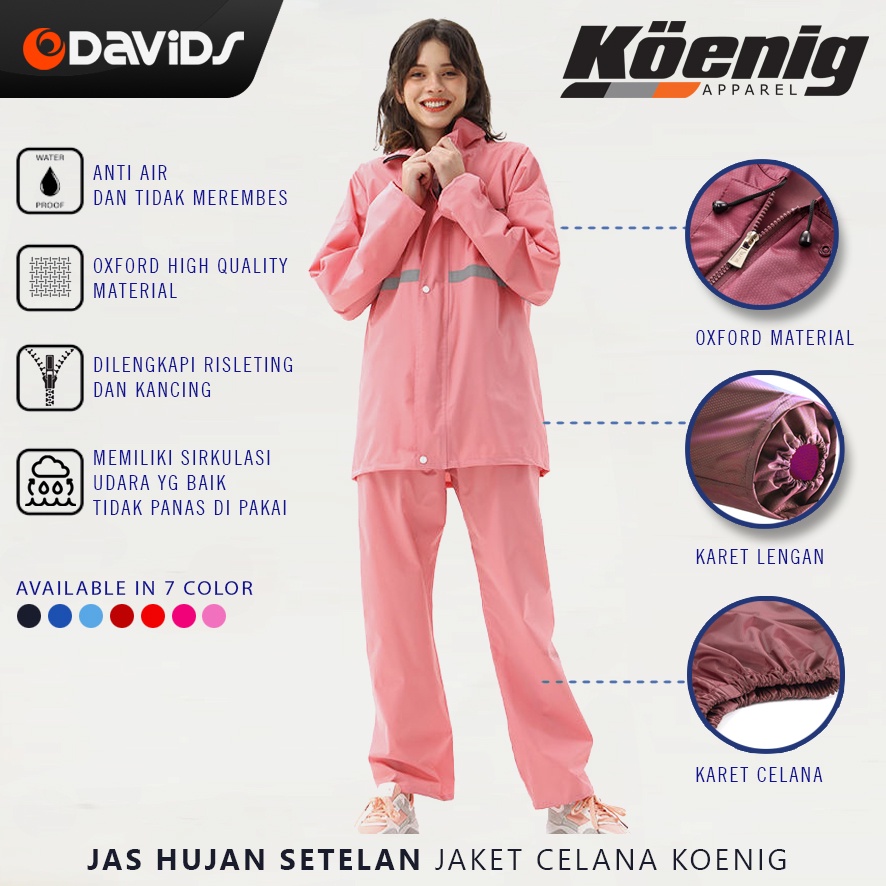 Jaz Hujan Setelan Jas Ujan Setelan Dewasa Pria Wanita Jaket Celana Anti Rembes Rain Coat Raincoat Mantel Premium Koenig