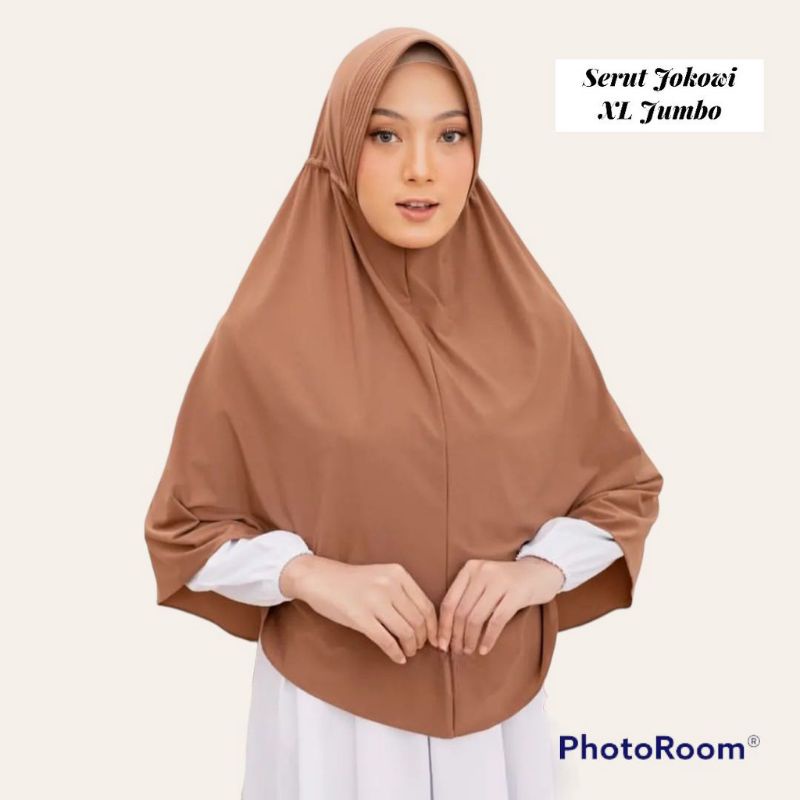 Jilbab Serut Jokowi Jumbo XL Bergo serut Hamidah Spandek Jersey Hijab Adiba