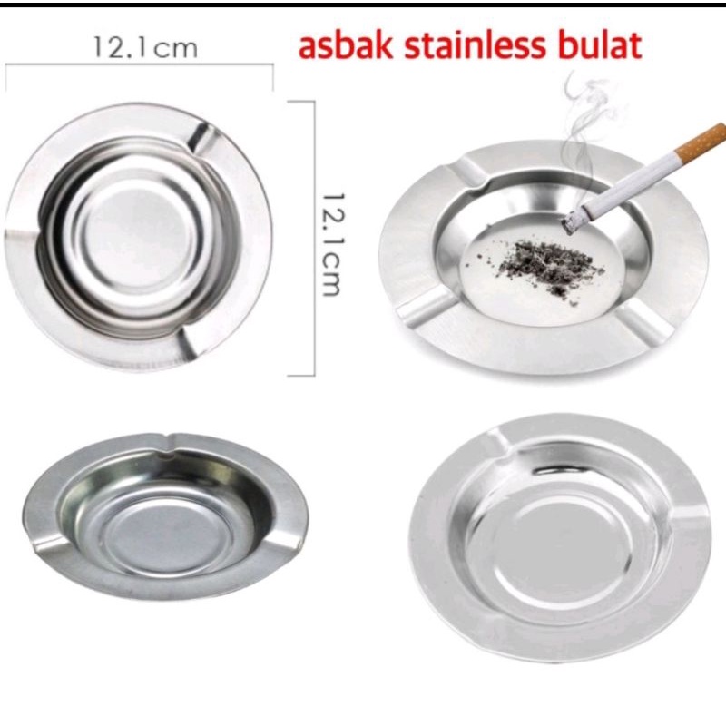 US005 Asbak Rokok 12CM Asbak Stainless Bulat By Toko Haji Usman