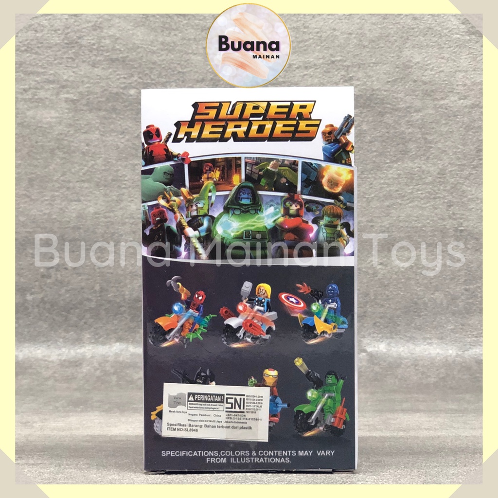 BRICK SLTOYS KARAKTER SUPER HEROES MOTOR MAINAN EDUKASI ANAK COWO CEWE BRICKS PAHLAWAN BLOCK 8946