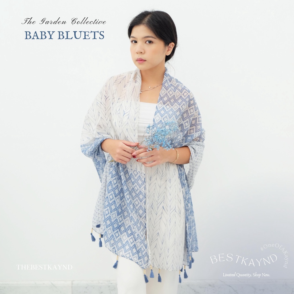 Baby Bluets The Garden Collective | The Best Kaynd |  Premium Scarf Selendang Pashmina Syal Shawl Pasmina Hijab Kain Batik
