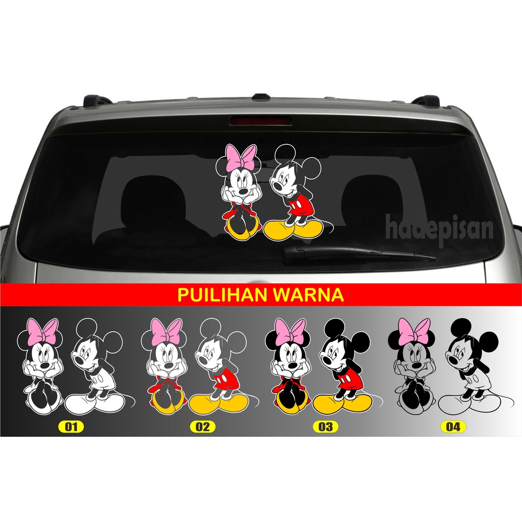 Stiker Mobil Cutting Sticker kaca belakang Keren Unik lucu  Mickey Minnie Mouse couple