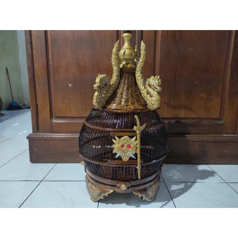 Sangkar perkutut Ukir Naga Barong kayu jati murah