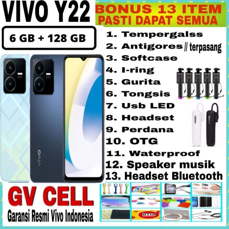 VIVO Y22 6/128 &amp; 4/64GB  RAM 6GB ROM 128GB GARANSI RESMI VIVO