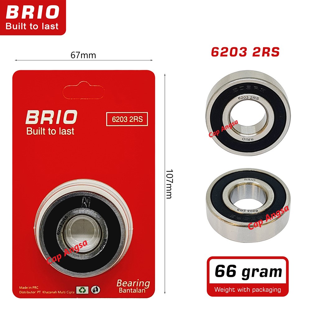 BRIO BEARING 6203 2RS 10pc KLAHER LAHER BERING KLAHAR LAHAR BANTALAN BOLA RODA DEPAN BELAKANG GEAR