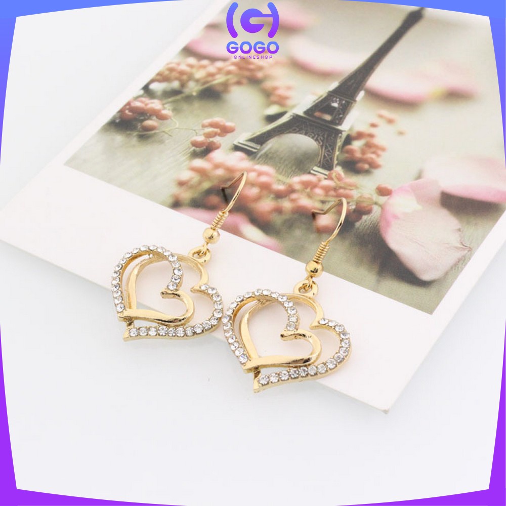 GOGO-K120 Kalung Anting Set Motif Hati Kalung Rantai Anti Karat Fashion Wanita Korea Aksesoris