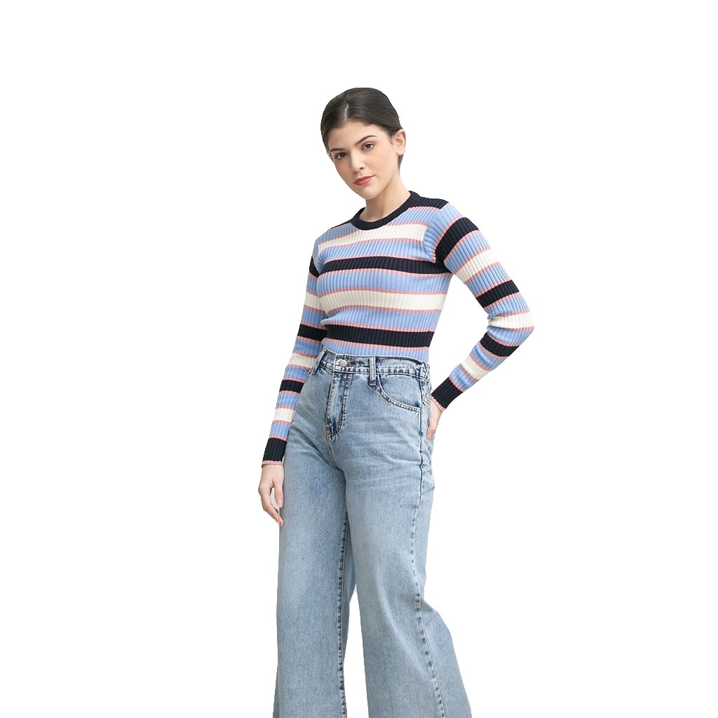 Bica Knit Inner Sweater wanita - press body-blue