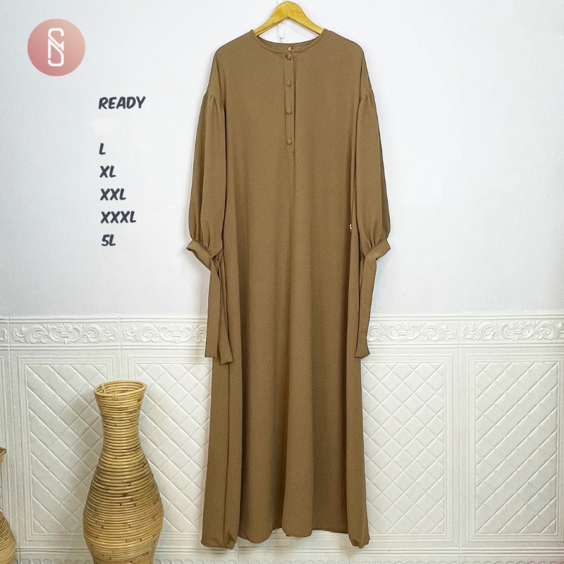 Myshawl Hasya Premium Polos Jumbo Gamis Syar'i Bahan Crinkle Ld 140 130 140 Kekinian Jumbo