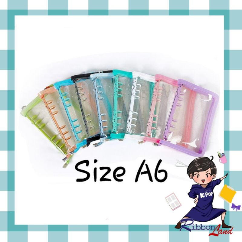 

A6 Binder Zipper Resleting PVC Glitter