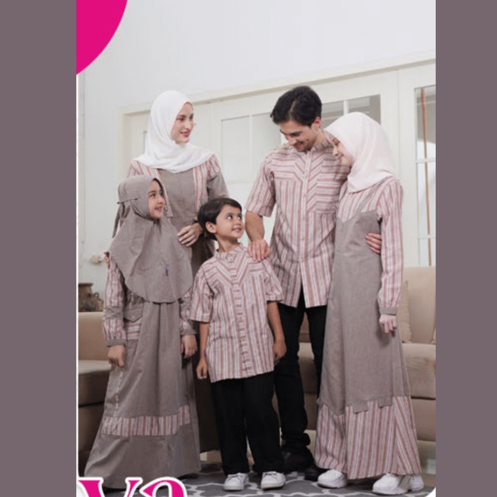 Sarimbit Rauna Khatulistiwa Coklat Couple Pasangan Terbaru 2023 Baju Muslim Couple Keluarga Lebaran Set