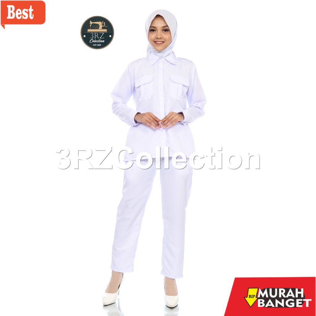 baju setelan wanita kekinian 2022 Setelan Seragam Pns Putih Wanita Baju Dinas Putih Pdh Wanita Baju 