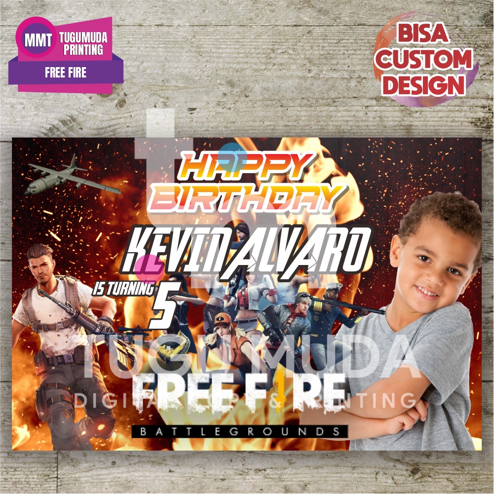 Cetak Banner|Backdrop|Spanduk Ultah/Birthday/Ulang Tahun Anak - GARENA FREE FIRE