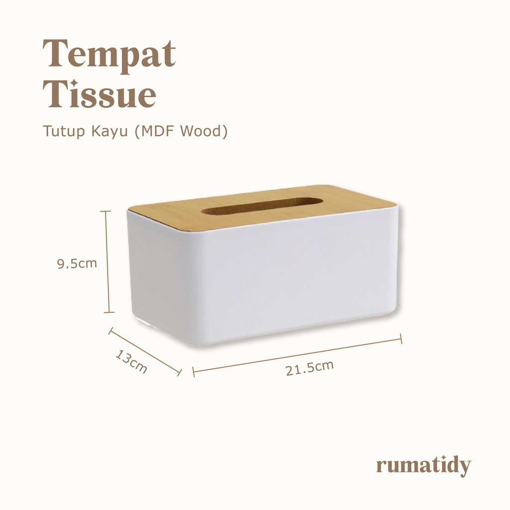 【RUMATIDY】Tempat Tissue Putih Tutup Kayu Estetik Aesthetic Tissue Box Dapur Kamar Mandi