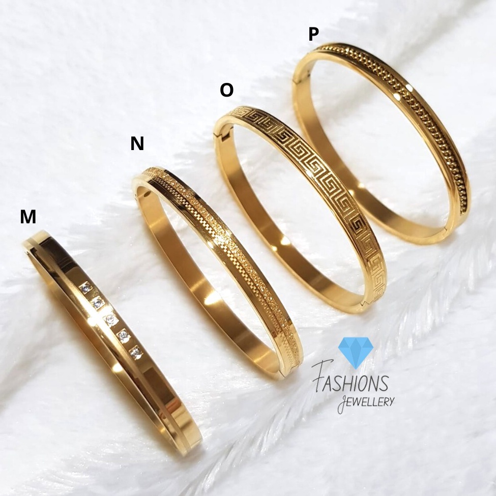 Gelang tangan titanium Gold polos motif