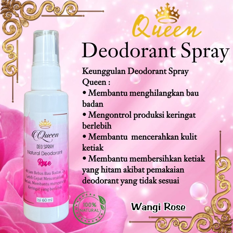 BISA (COD) QUEEN DEO SPRAY 60ML DEODORANT NATURAL SPRAY