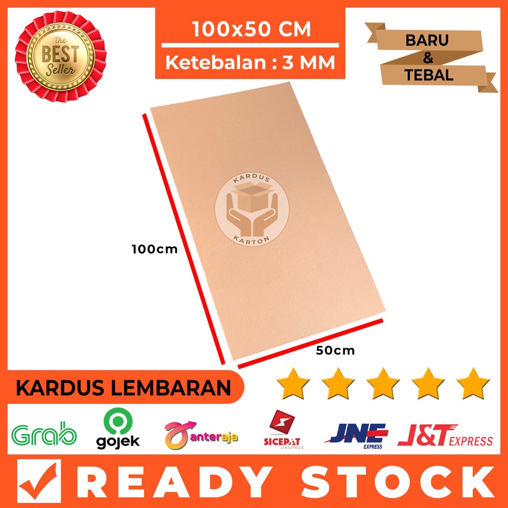 

Kardus Karton Lembaran Single Wall 100x50 Cm Sheet Polos, Tebal 3 MM