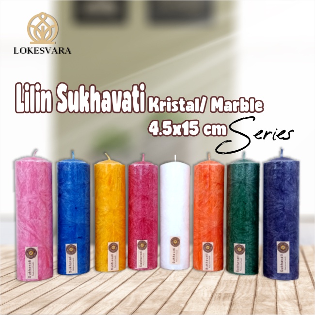 Lilin Sembahyang | Lilin Dekorasi Stearin Kristal / Marble Sukhavati 4.5x15cm