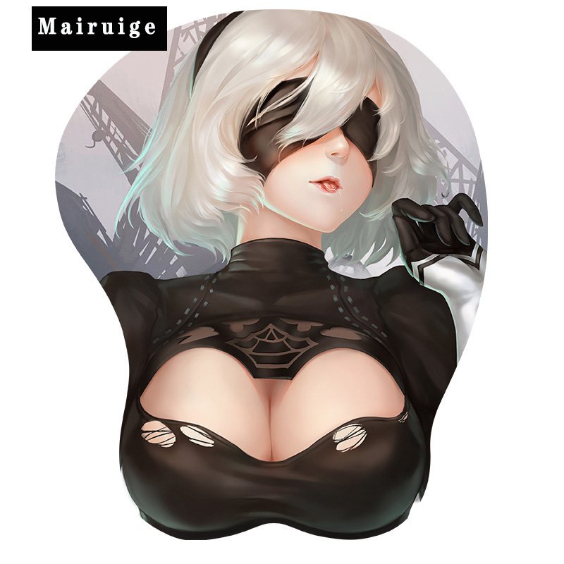 3D Payudara Mouse Pad Silikon Pergelangan Tangan Sisanya Jepang Anime Baru NieR Mousepad Dada Melawa